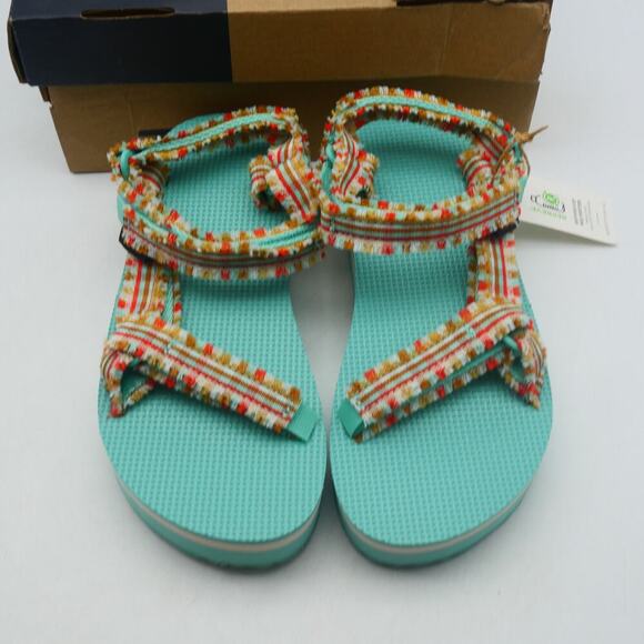 NEW Teva Girl's  Kids 1  Midform Fray Sandals  Frazier Cascade Green Blue - Picture 4 of 8